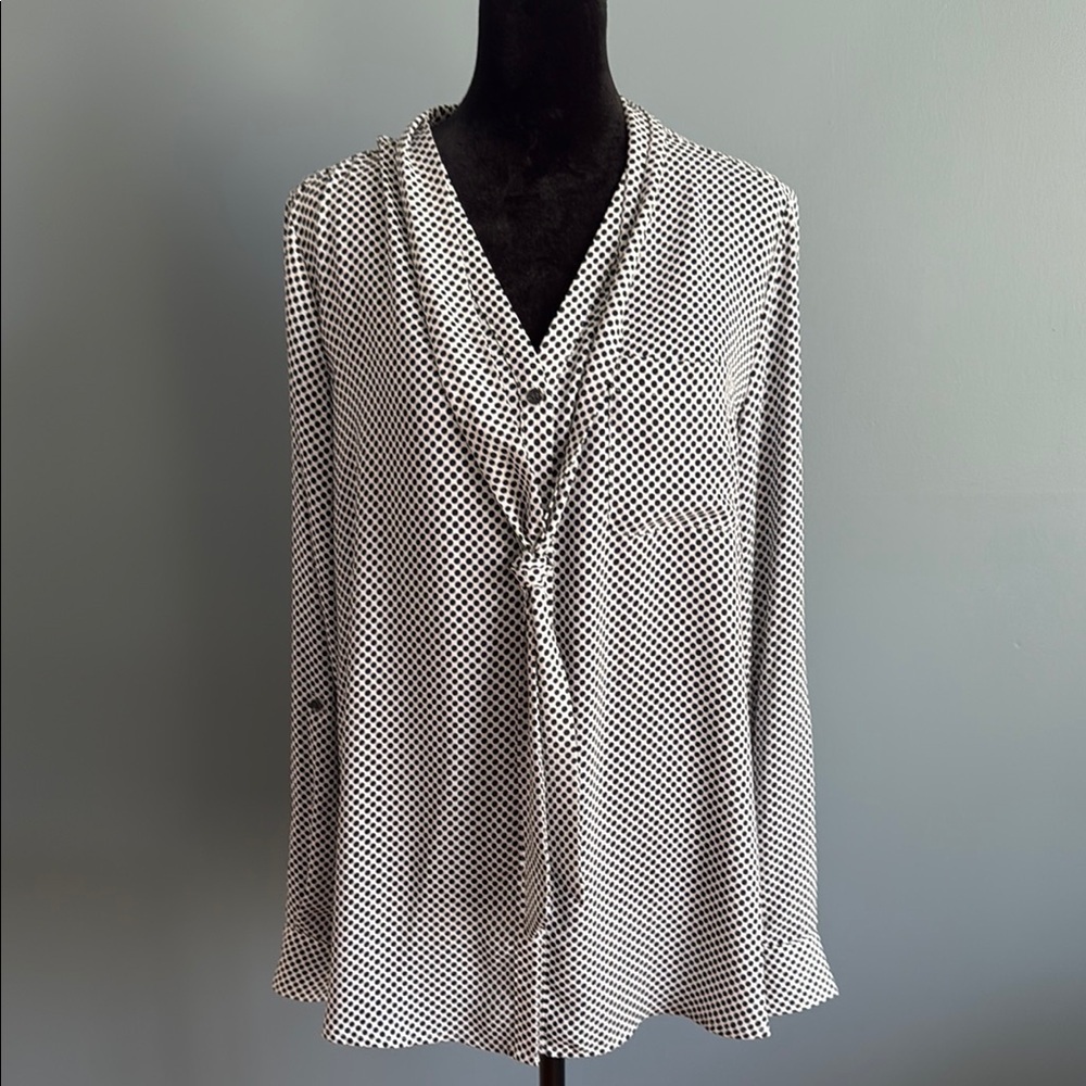 White Tie Front Blouse with Buttoned Details